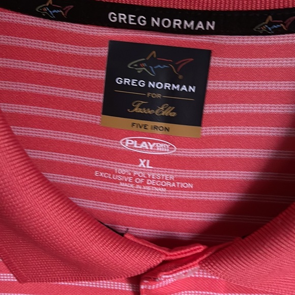 Greg Norman Orange & White Striped Men’s Golf Polo Shirt Size XL - Picture 2 of 4